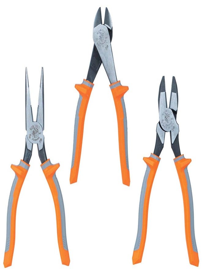Klein Tools 9420R 1000V Insulated Plier Tool Set with Long-Nose, Side-Cutting, and Diagonal Cutting Pliers, 3-Piece - Image 1