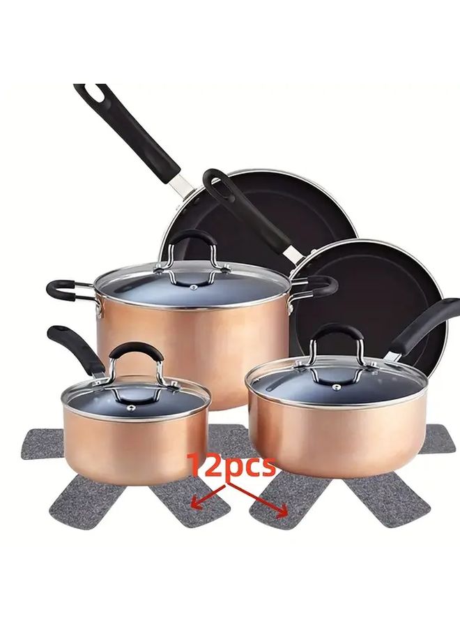 12pcs Grey Felt Protective Pads For Pots Pans Anti Stick Scratch Resistant Kitchen Storage - Image 1