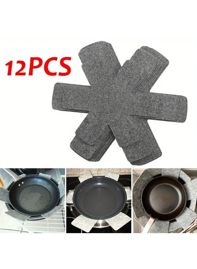 12pcs Grey Felt Protective Pads For Pots Pans Anti Stick Scratch Resistant Kitchen Storage - Image 3