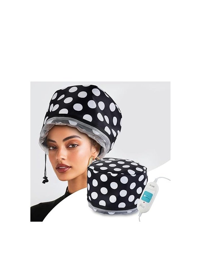 LIARTY Electric Hair Steamer Cap with 2 Mode Temperature Control, Removable Washable Thermal Spa Hat for Home Hair Care (Black & White)  - Image 1
