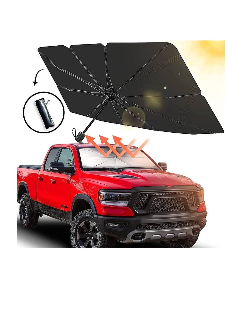 Car Windshield Sun Shade, Foldable Umbrella Reflective Sunshade for Car Front Window Blocks UV Rays - Image 2