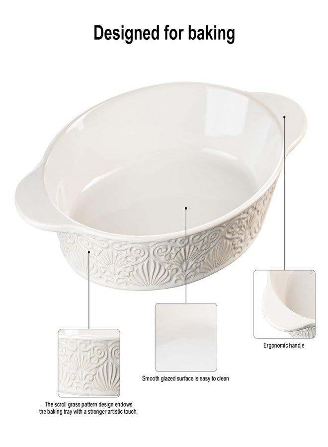 Dafuceramic Casserole Dishes for Oven Sets of 3, Ceramic Oval Baking Dish, Au Gratin Baking Pans with Handles for Roasting, Lasagna, Pie, Baking Meat & Vegetables (Beige White) - Image 5