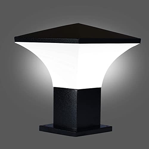 kinis Modern Shape Pole Lamp/Gate Light/Outdoor Lamp/Outdoor Light/Pillar Light for Outdoor Home, Hut Top Design, Black and Milky (Pack of 2, with Bulb) - Image 5