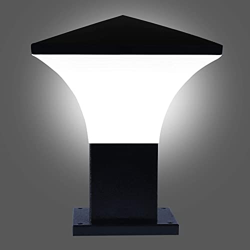 kinis Modern Shape Pole Lamp/Gate Light/Outdoor Lamp/Outdoor Light/Pillar Light for Outdoor Home, Hut Top Design, Black and Milky (Pack of 2, with Bulb) - Image 2