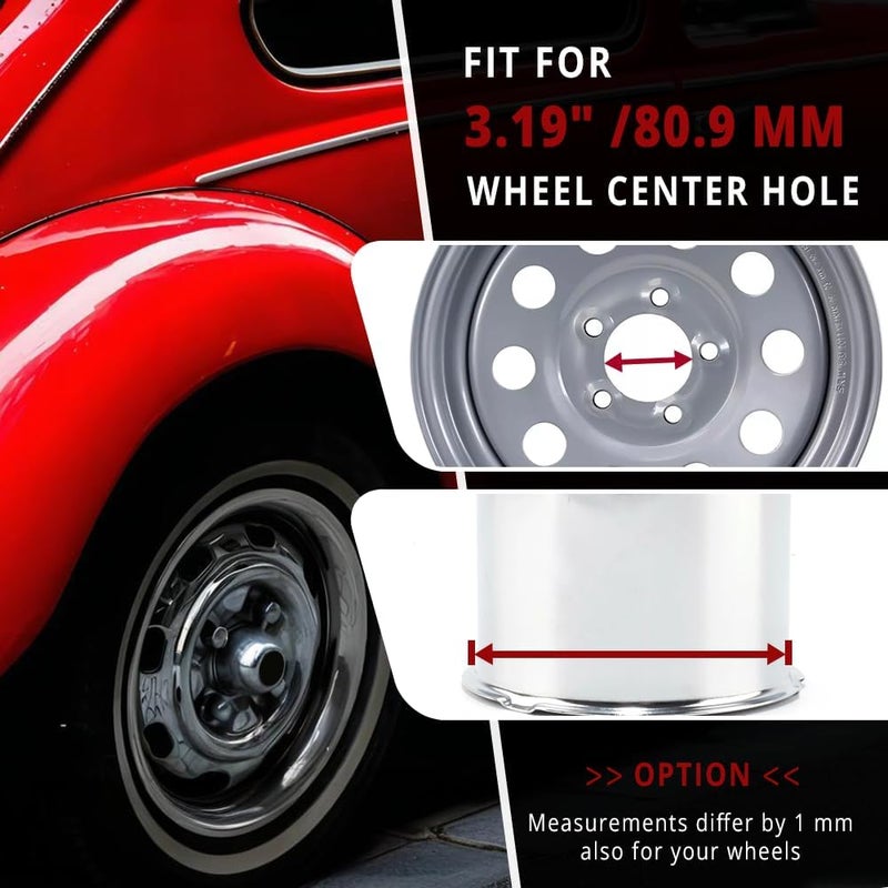 RTRHINOTUNING Stainless Steel Push Through Center Caps 3.19" for Trailer Truck Rv Wheel Rims Chrome Trailer Hub Cap 3.6" Hight 4 PCS Wheel Center Caps - Image 4