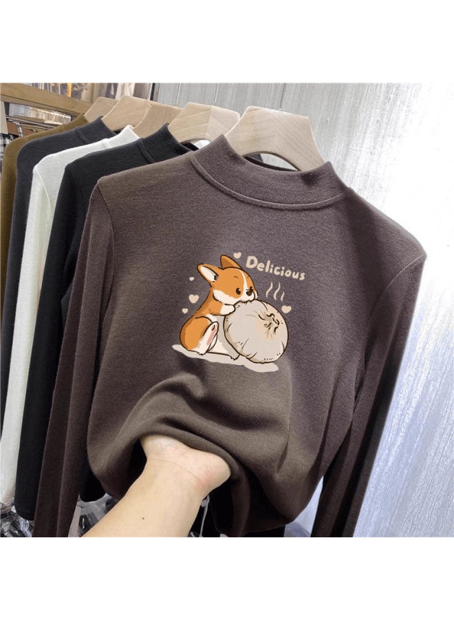 Children's Velvet Bottoming Shirt, Half Turtleneck, Long Sleeves, Medium And Large Kidsren's Autumn And Winter Velvet Versatile Warm Tops For Boys And Girls
