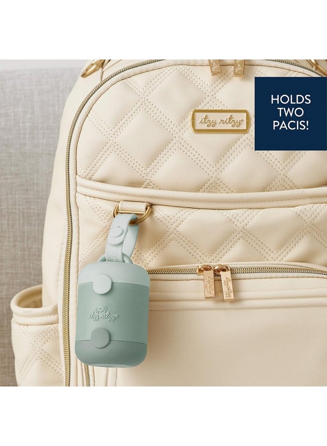 إيتزي ريتزي حامل اللهاية من إيتزي ريتزي - حافظة لهاية مزدوجة الجوانب مع حزام للحفاظ على اللهايات نظيفة ومتسخة بشكل منفصل، حامل لهاية لحقيبة الحفاضات وعربة الأطفال (اللهايات غير متضمنة)، لون أخضر فاتح - Image 1