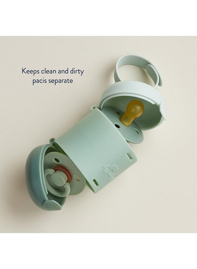 إيتزي ريتزي حامل اللهاية من إيتزي ريتزي - حافظة لهاية مزدوجة الجوانب مع حزام للحفاظ على اللهايات نظيفة ومتسخة بشكل منفصل، حامل لهاية لحقيبة الحفاضات وعربة الأطفال (اللهايات غير متضمنة)، لون أخضر فاتح - Image 2