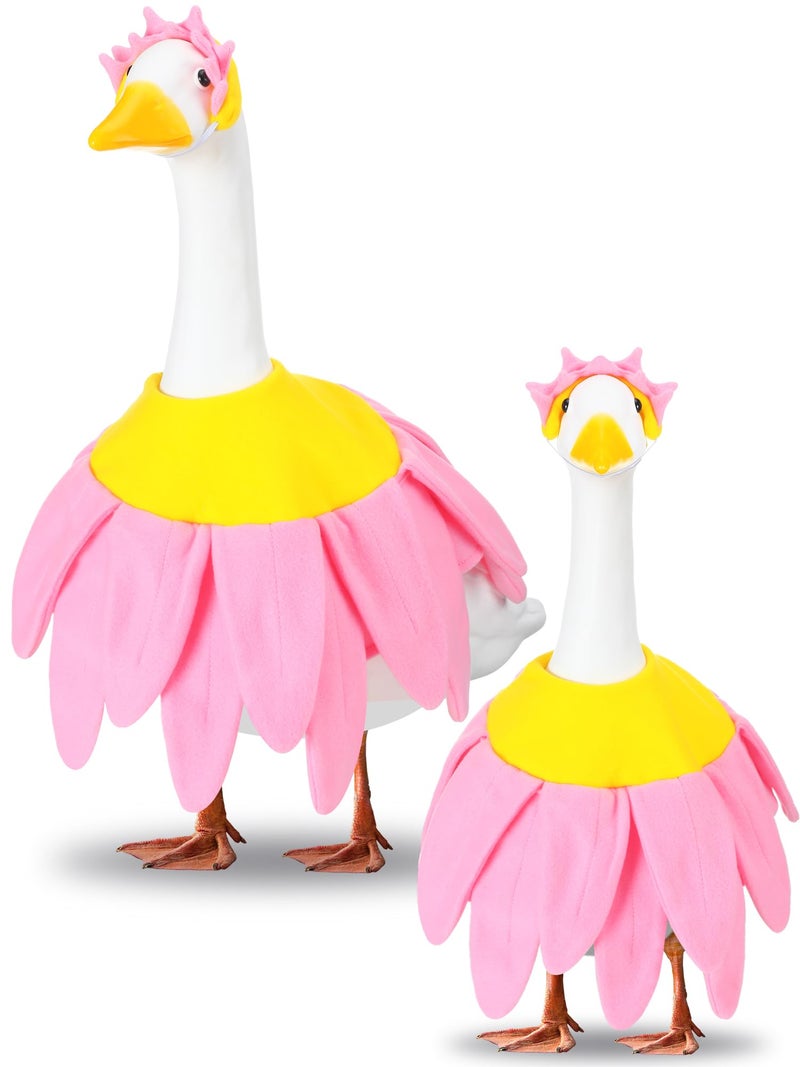 Outus Pink Daisy Spring Goose Outfit Set Includes Petals Headband and Shirt Washable Pink Daisy Cute 23'' Goose Porch Clothing for Spring Outdoor Garden Yard Patio Lawn Statue - Image 1