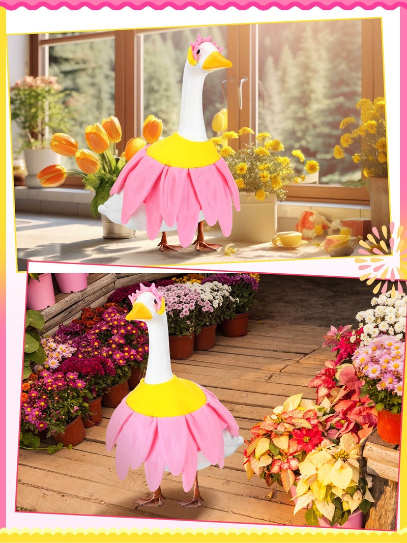 Outus Pink Daisy Spring Goose Outfit Set Includes Petals Headband and Shirt Washable Pink Daisy Cute 23'' Goose Porch Clothing for Spring Outdoor Garden Yard Patio Lawn Statue - Image 3