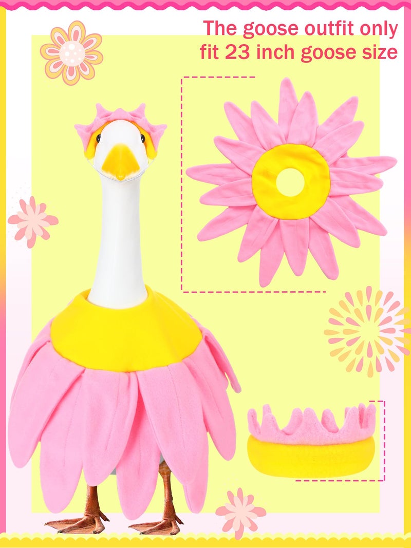 Outus Pink Daisy Spring Goose Outfit Set Includes Petals Headband and Shirt Washable Pink Daisy Cute 23'' Goose Porch Clothing for Spring Outdoor Garden Yard Patio Lawn Statue - Image 2