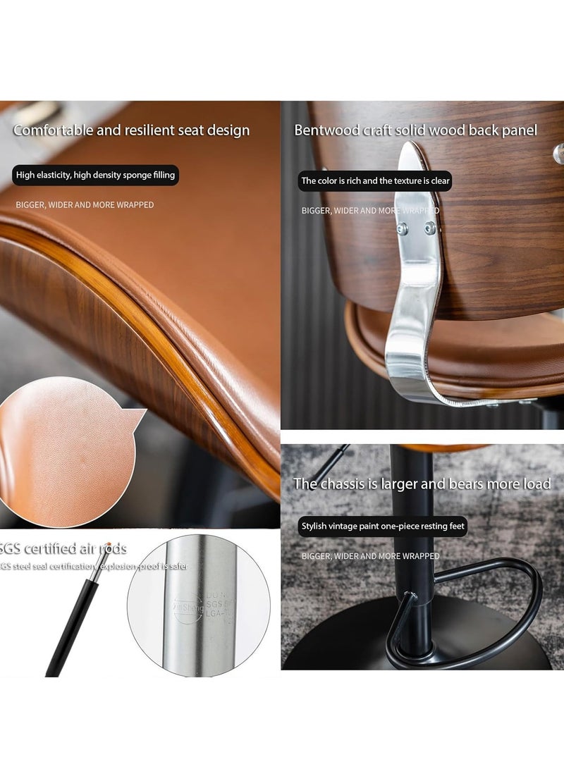 Cool Baby COOLBABY Bar chairs Lift leather bar chairs Light luxury home front desk high chairs Adjustable swivel seats High stools Low back kitchen island, dining room 1PC (Black) - Image 4