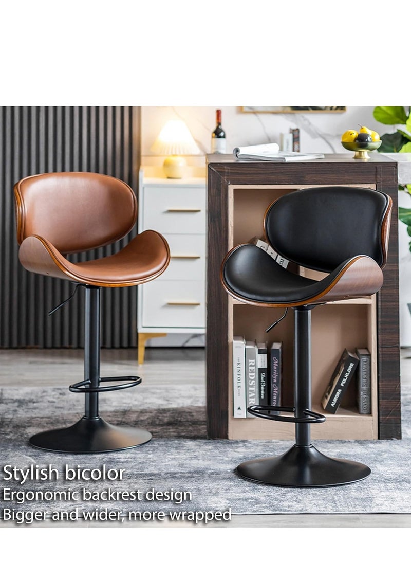 Cool Baby COOLBABY Bar chairs Lift leather bar chairs Light luxury home front desk high chairs Adjustable swivel seats High stools Low back kitchen island, dining room 1PC (Black) - Image 3