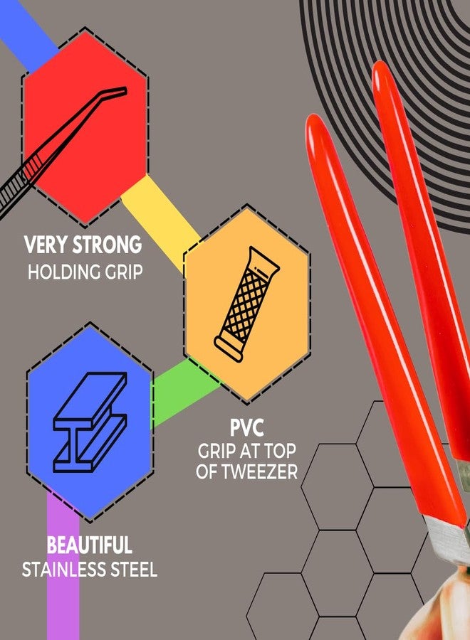 JEWEL TOOL (2 Pack 6.5" Self Locking Tweezers - Straight Tip | PVC Wrapped Jaws | Squeeze to Open | Lightweight and Versatile - Image 3