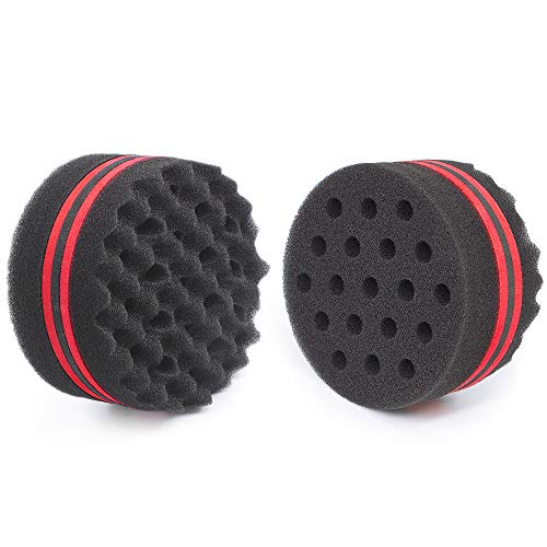 WORGATE Small Hole Hair Sponge Brush for Twists Dreads Natural Hair Afro Curl Barber 2 PCS - Image 1