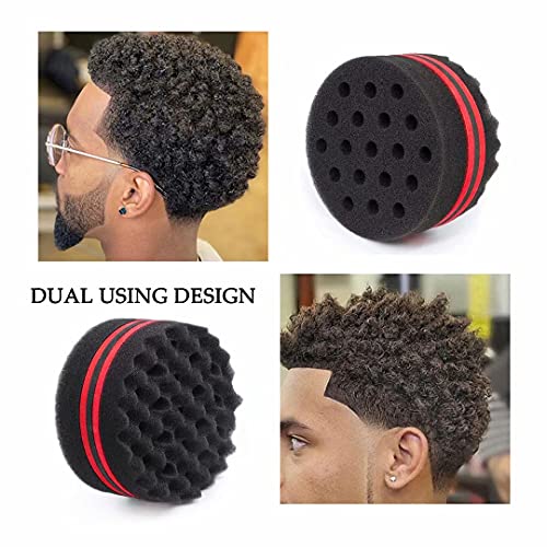 WORGATE Small Hole Hair Sponge Brush for Twists Dreads Natural Hair Afro Curl Barber 2 PCS - Image 4