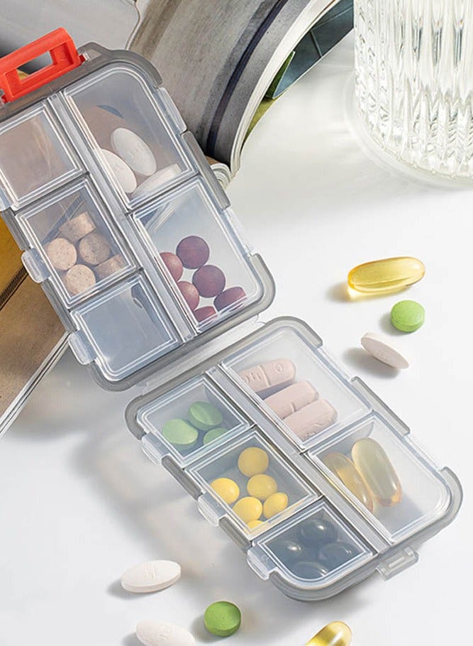 INSENSE Double-layer small medicine box, portable medicine box, transparent 10-grid sealed medicine storage box  - Image 4