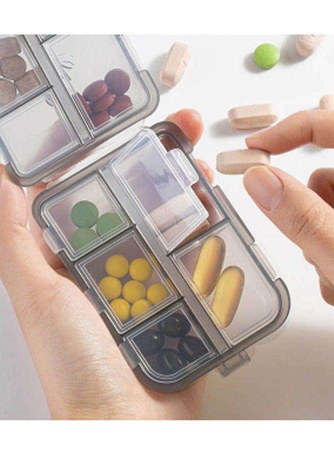 INSENSE Double-layer small medicine box, portable medicine box, transparent 10-grid sealed medicine storage box  - Image 3