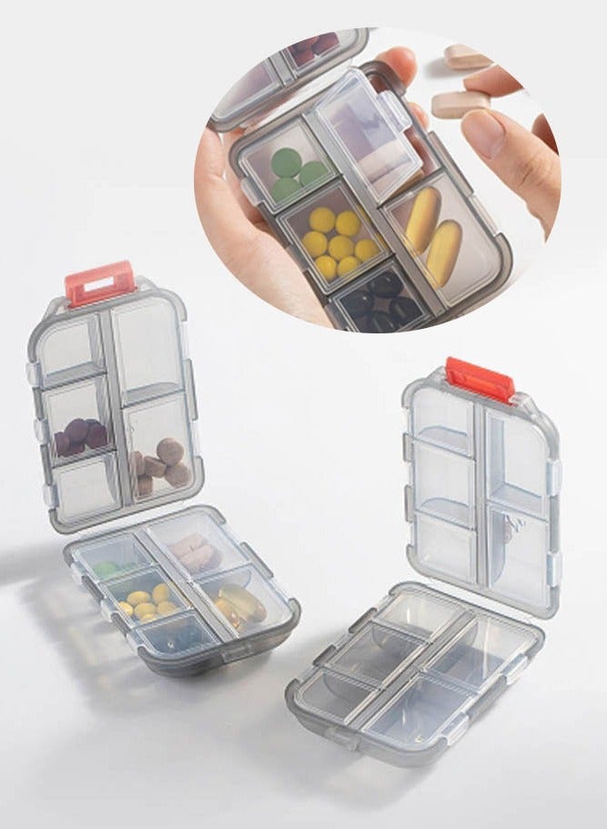 INSENSE Double-layer small medicine box, portable medicine box, transparent 10-grid sealed medicine storage box  - Image 1