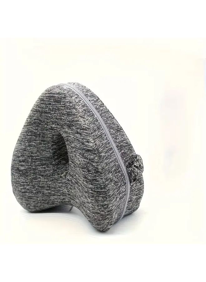 C Shape Knee Pillow Blue with Non Slip Elastic Band for Side Sleepers - Image 2