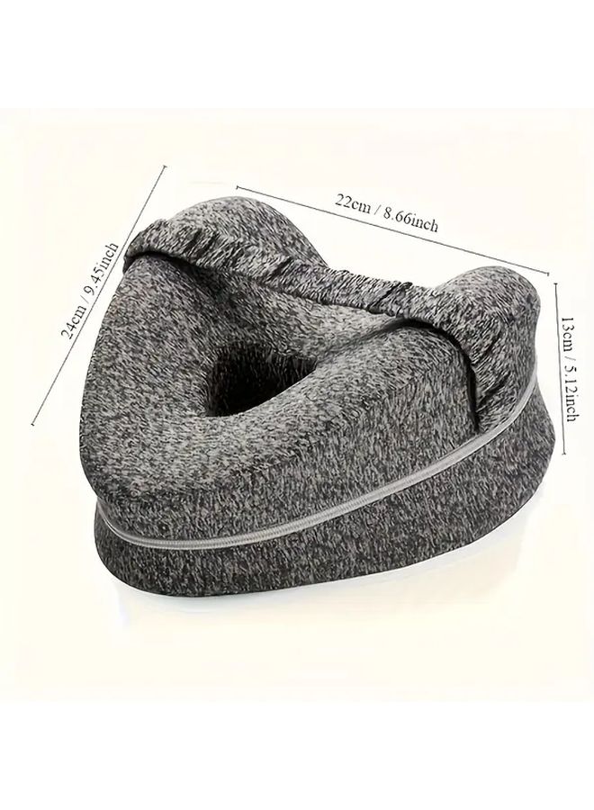 C Shape Knee Pillow Blue with Non Slip Elastic Band for Side Sleepers - Image 3