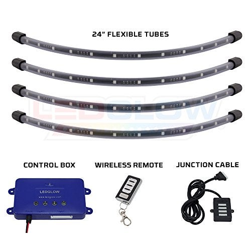 LEDGlow 4pc Standard Million Color LED Golf Cart Underglow Accent Neon Lighting Kit for EZGO Yamaha Club Car - Water Resistant Flexible Tubes - Previous Model - Image 2