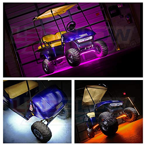 LEDGlow 4pc Standard Million Color LED Golf Cart Underglow Accent Neon Lighting Kit for EZGO Yamaha Club Car - Water Resistant Flexible Tubes - Previous Model - Image 4