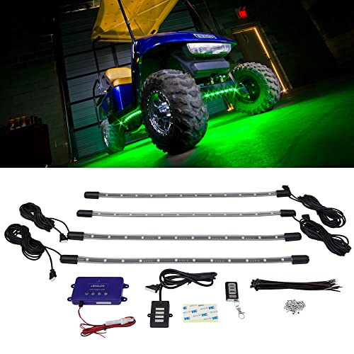 LEDGlow 4pc Standard Million Color LED Golf Cart Underglow Accent Neon Lighting Kit for EZGO Yamaha Club Car - Water Resistant Flexible Tubes - Previous Model - Image 1