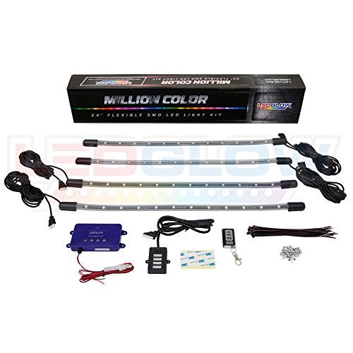 LEDGlow 4pc Standard Million Color LED Golf Cart Underglow Accent Neon Lighting Kit for EZGO Yamaha Club Car - Water Resistant Flexible Tubes - Previous Model - Image 5