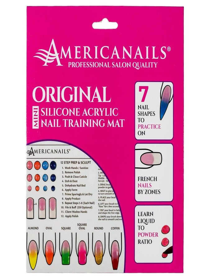 AMERICANAILS .COM Americanails Mini Acrylic Nail Training Mat - Beginners Silicone Trainer Sheet, Apply Acrylic Nails with Flexible Roll Up Pad Template, Worksheet for Acrylic Fingernails & Nail Technology - Image 1