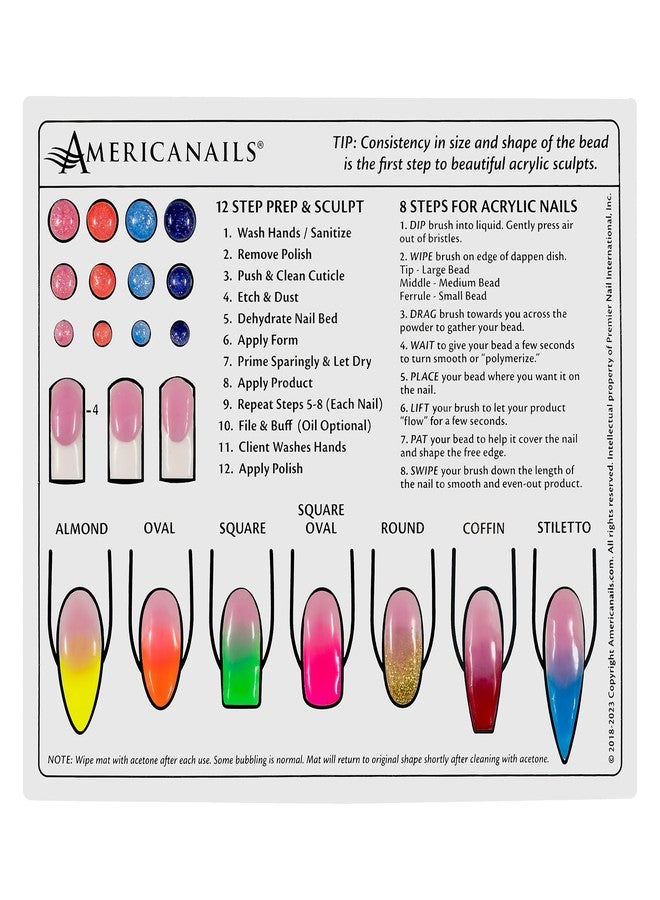 AMERICANAILS .COM Americanails Mini Acrylic Nail Training Mat - Beginners Silicone Trainer Sheet, Apply Acrylic Nails with Flexible Roll Up Pad Template, Worksheet for Acrylic Fingernails & Nail Technology - Image 2