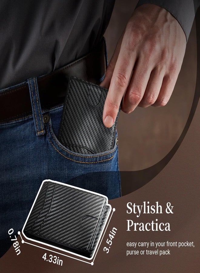 GNDR Wallet For Men RFID Blocking Bifold Carbon Fiber Leather Wallets Mens Accessories, Grey Carbon Fiber-09 - Image 3