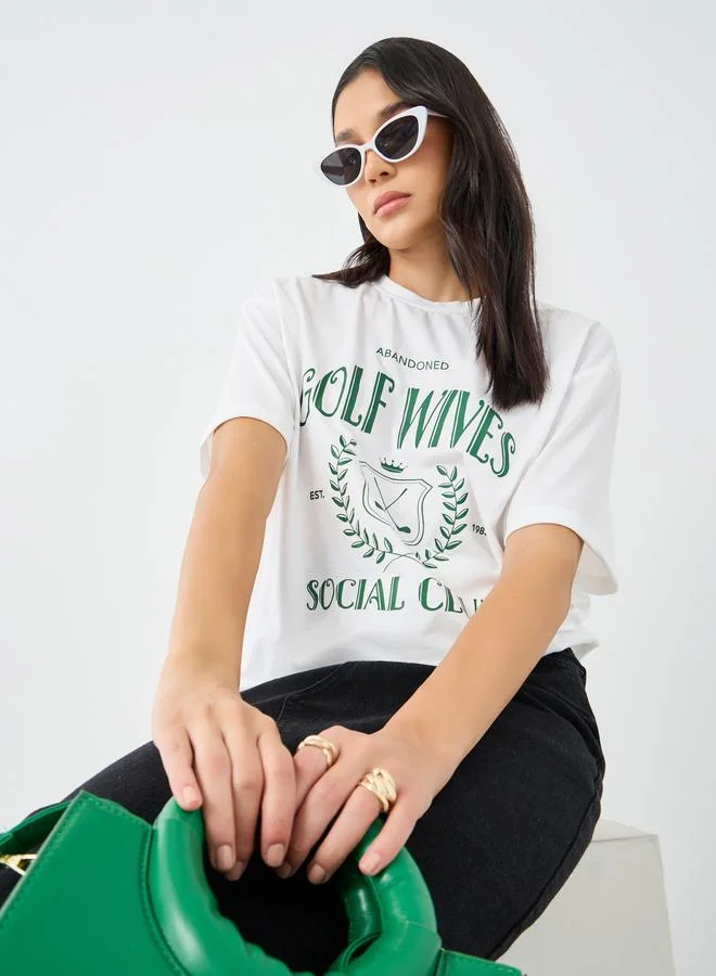 Styli Graphic Print Short Sleeve Oversized T-Shirt