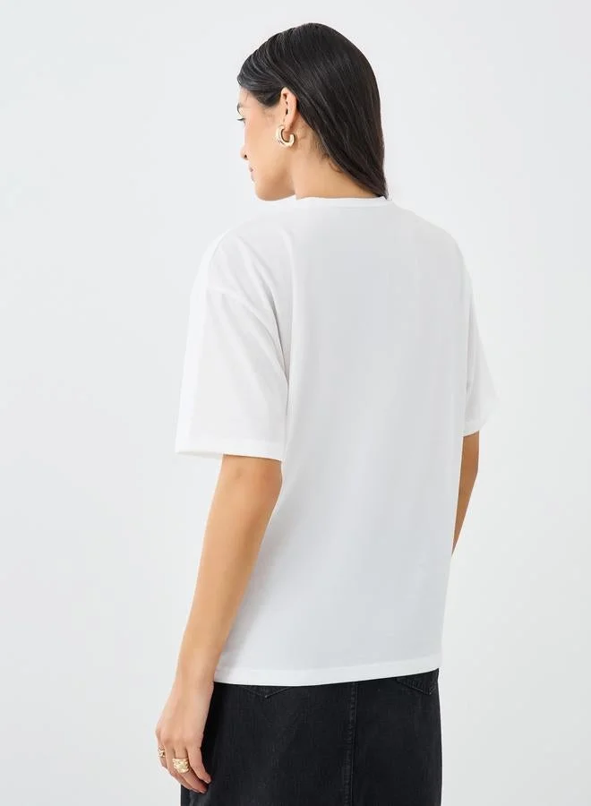 Styli Graphic Print Short Sleeve Oversized T-Shirt