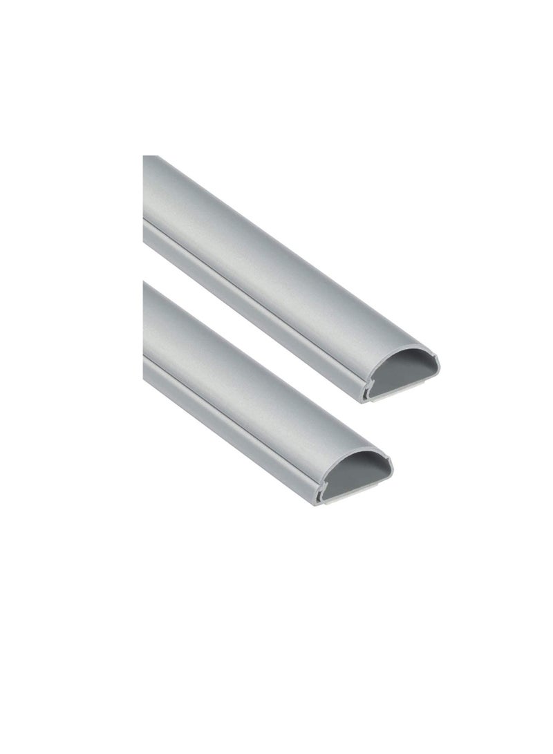 1 Meter Grey Floor PVC Trunking With Self Adhesive Red Sticker Wall Cord Cover Cable Concealer On-Wall Wire Cover Paintable Cable Management - Pack of 2 (10x35MM, Grey)  - Image 1