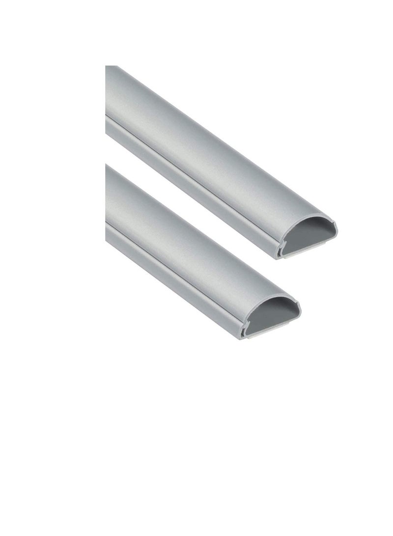 1 Meter Grey Floor PVC Trunking With Self Adhesive Red Sticker Wall Cord Cover Cable Concealer On-Wall Wire Cover Paintable Cable Management - Pack of 2 (10x35MM, Grey)  - Image 3
