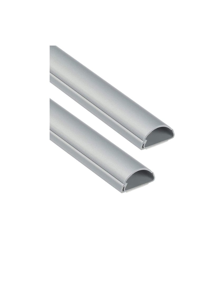 1 Meter Grey Floor PVC Trunking With Self Adhesive Red Sticker Wall Cord Cover Cable Concealer On-Wall Wire Cover Paintable Cable Management - Pack of 2 (10x35MM, Grey)  - Image 2