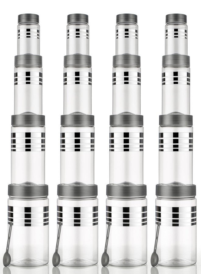 ReeQ Plastic Storage Containers Jars with Plastic Cap - 100% Food Grade, Airtight, Leak Proof (16 Pcs - Grey) - Image 4