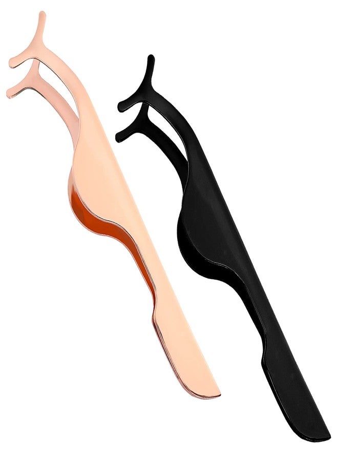 ولهيف مجموعة WLLHYF مكونة من قطعتين: أداة وضع الرموش الصناعية، ملقط رموش منحني، ملقط إزالة من الفولاذ المقاوم للصدأ، أداة احترافية لتجعيد وصلات الرموش، سهلة الاستخدام لوضع وإزالة مجموعات الرموش - Image 1