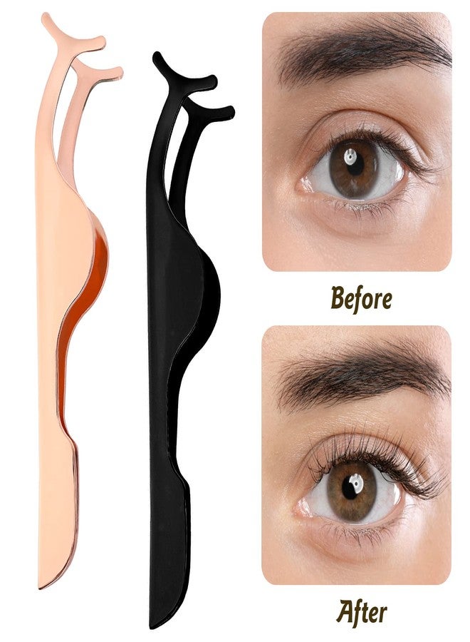 ولهيف مجموعة WLLHYF مكونة من قطعتين: أداة وضع الرموش الصناعية، ملقط رموش منحني، ملقط إزالة من الفولاذ المقاوم للصدأ، أداة احترافية لتجعيد وصلات الرموش، سهلة الاستخدام لوضع وإزالة مجموعات الرموش - Image 3