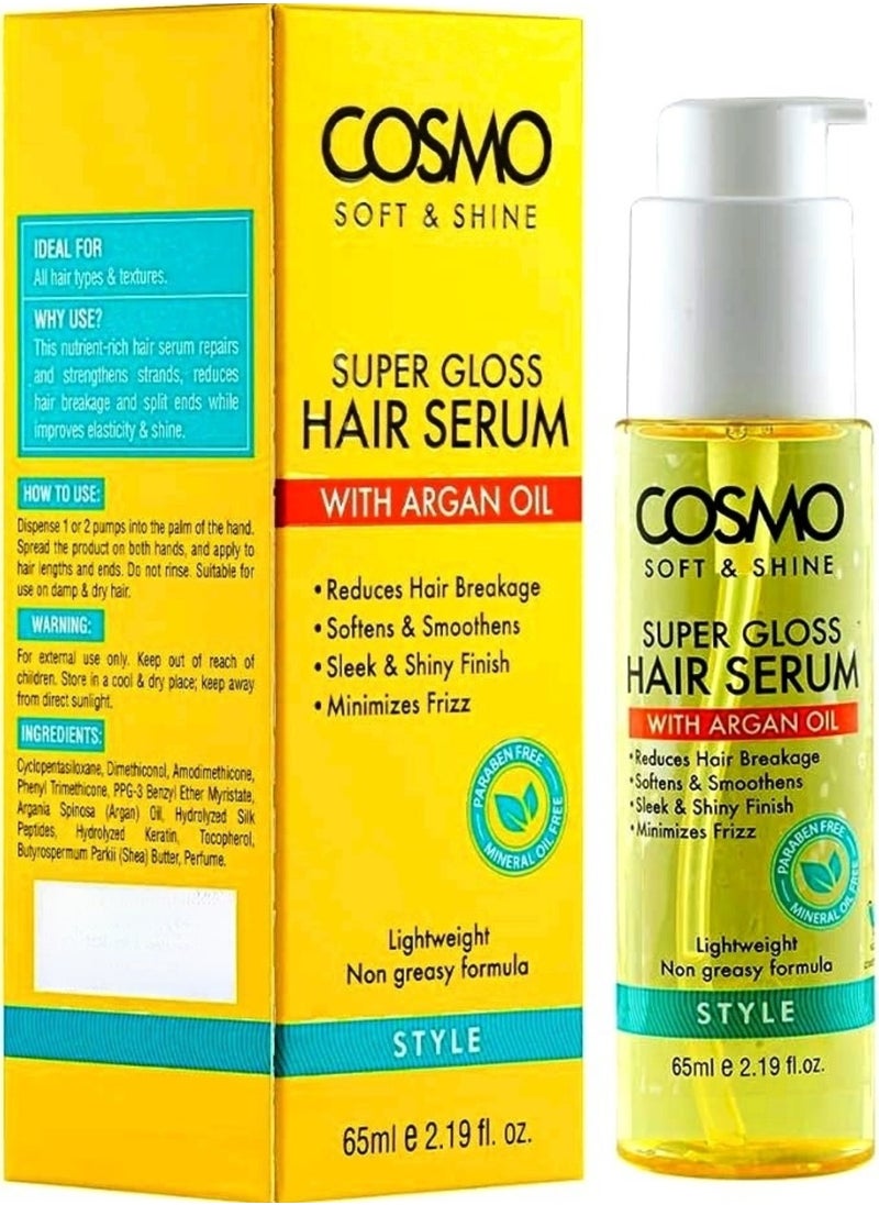 COSMO - Super Gloss Hair Serum With Argan Oil 65ml - Image 1
