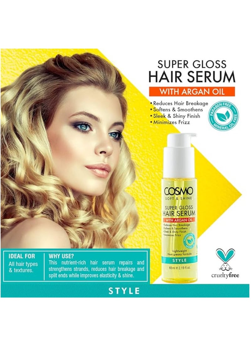 COSMO - Super Gloss Hair Serum With Argan Oil 65ml - Image 1