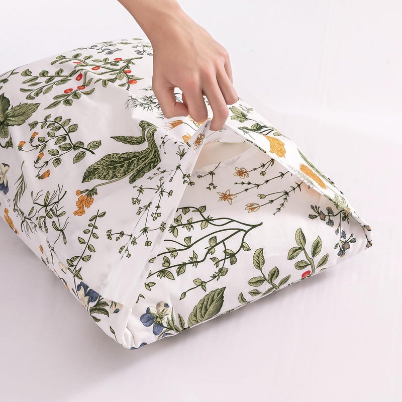 ECOCOTT ECOCOTT 100% Cotton Pillowcases King Size  Botanical Floral Leaves Print Pattern Pillow Cover 2 Pack  Super Soft Envelope Closure Standard Pillow Case Set (King  20""x36"")  - Image 4