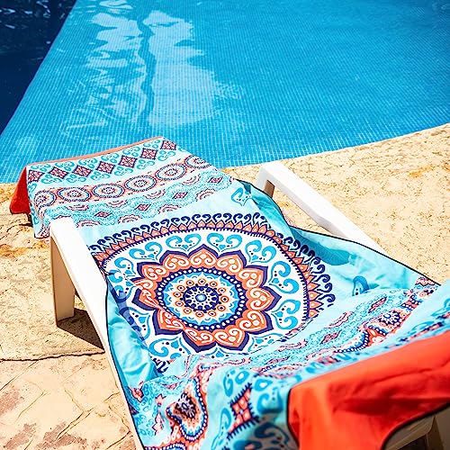 Elite Trend Microfiber Beach Towel for Adults with Bag - Extra Large 78x35 Inch Lightweight Sand Free Quick Dry Towel for Travel, Swimming, Yoga, Camping (Mandala Coral) - Image 4