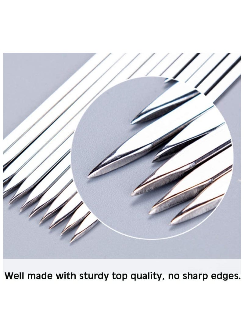 SYOSI - Metal Skewers for Grilling Kabob Skewers Flat Barbecue Skewer Stainless Steel Shish Kebob Sticks Grilling Skewers Set, Reusable BBQ Sticks for Shrimp Chicken Vegetable (12 Pcs, 14 Inch) - Image 1