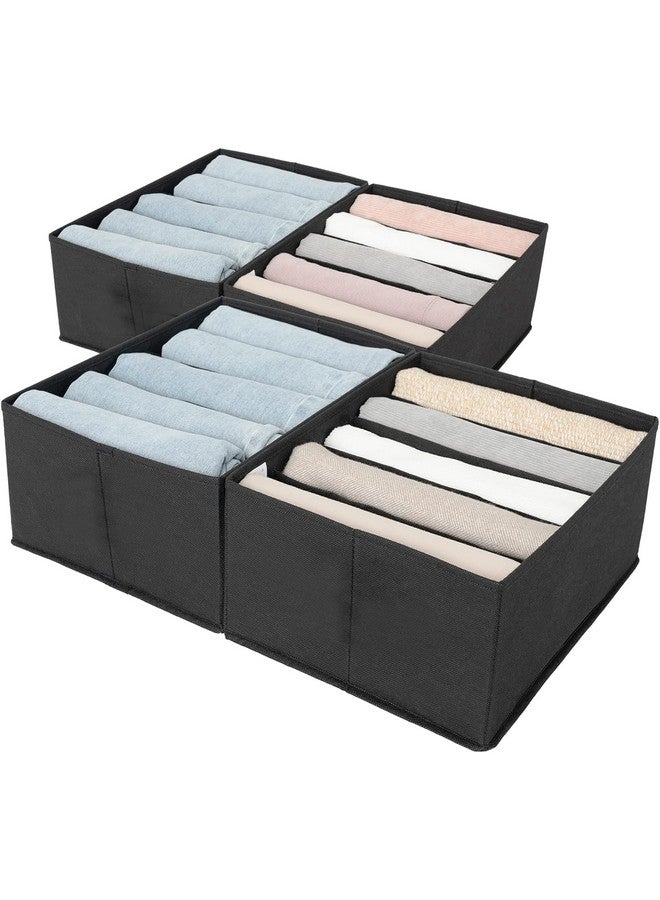 RENVA 2PCS Wardrobe Clothes Organizers | Foldable Non-Woven Closet Drawer Organizer for Shirts, Jeans, T-Shirts, Sarees, Pants, Sweaters | Storage Box for Almirah - 15.5 X 10.3 7.5 Inches (Black, 2) - Image 1