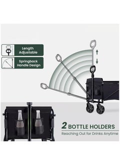 HXDream Folding Outdoor Cart with Removable Canvas for Garden Festivals Camping Picnic Support Portable Transport Trailer Max 100kg Black  - Image 3