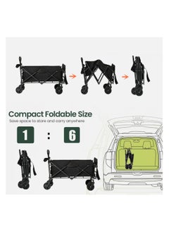 HXDream Folding Outdoor Cart with Removable Canvas for Garden Festivals Camping Picnic Support Portable Transport Trailer Max 100kg Black  - Image 5