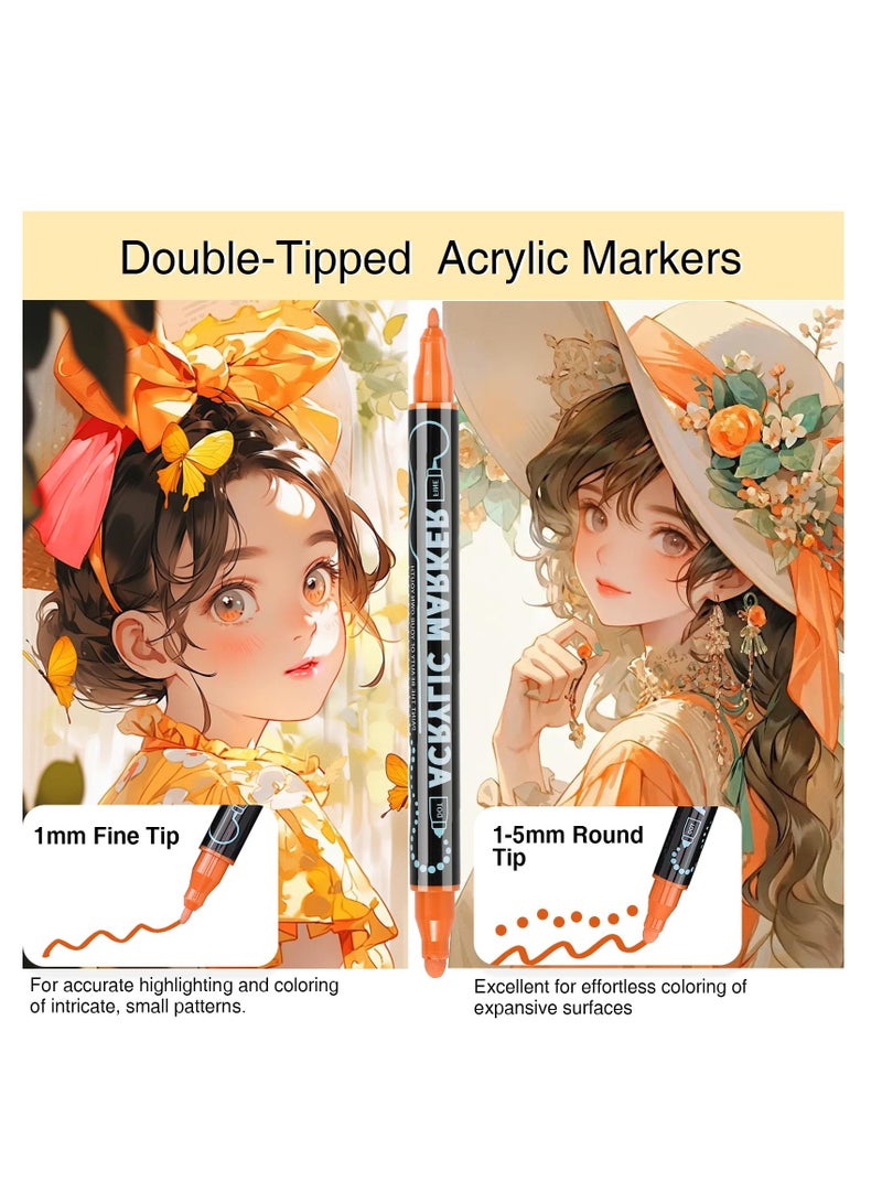 Excefore Acrylic Markers, 12 Colors Dual Tip Acrylic Paint Pens Markers, Premium Acrylic Markers, Paint Pens Paint Markers for Wood, Rock Painting, Glass, DIY Crafts, Canvas, Stone - Image 2
