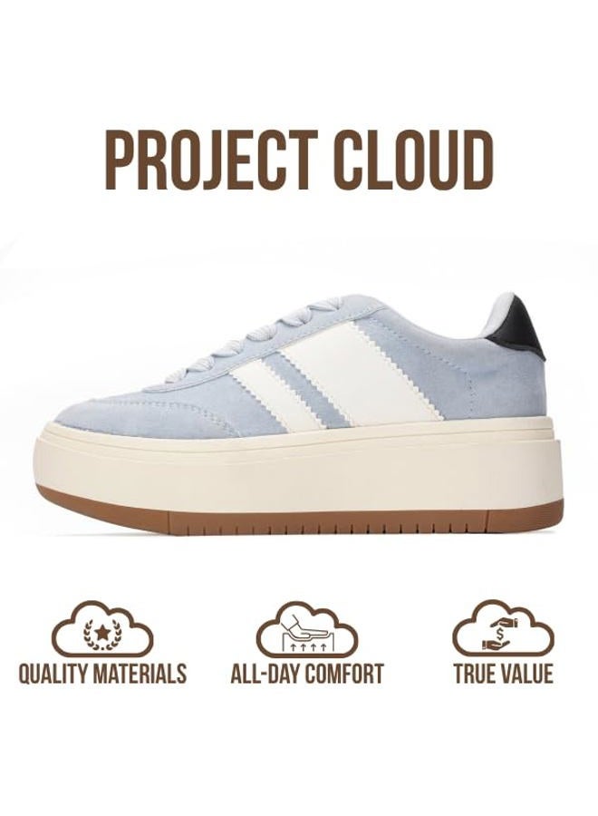 Project Cloud Platform Girls Sneakers - Lightweight Memory Foam Insole Lace-up Kids Shoes with Trendy Styles - Non-Slip Fashion Platform Boys and Girls Shoes (Little Nita), Sky Blue, 5 Big Kid - Image 4